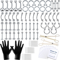 84 PCS Body Septum Piercing Kit 14G 16G Tools for Nose Tongue Lip Ear Eyebrow Belly Button Cartilage