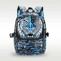 Australia Smiggle Original Children's Schoolbag Boys Backpack Black Blue Mechanical Tiger Supplies Stationery 7-12 Year 16 Inch
