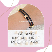Gelang Tali Serut Hitam Inisial Huruf Nama Request Size Bayi, Anak dan Dewasa