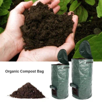 35X60Cm Garden Composter Eco-Friendly Bio Fermentation Bag With Zipper And Double Handles Collapsible Compost Bin Waste Bucket