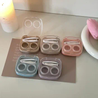 New Pink Peach Clear Visible Contact Lens Case No-Screw Lid