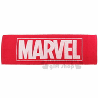 小禮堂 漫威英雄 Marvel 純棉無捻紗運動毛巾《紅白.字母》34x110cm.長巾.丸真毛巾