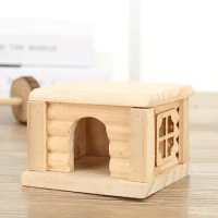 Hamster Wooden House With Window Removable Top Fine Workmanship Hideout House Playpen Small Pet Supplies Accessories