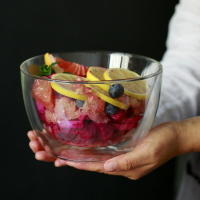 北歐ins風耐熱雙層透明玻璃碗沙拉網紅個性家用西餐甜品碗大容量