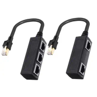 Cat8 Ethernet Splitter 40Gbps High Speed 2000Mhz RJ45 1 Male to 3 Female LAN Adapter Cable for Cat5 Cat5e Cat6 Cat7