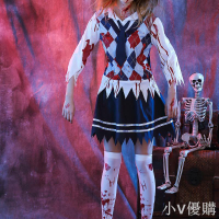 小V 萬圣節服裝女大人cos服血腥學生服成人裝扮服飾恐怖衣服吸血鬼