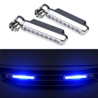 2Pcs Car LEDs No Wiring Wind Power Grille for Car Fog Warning DRL Lamp Daytime Running Lamp  Vehicle Lights with Fan Rotation