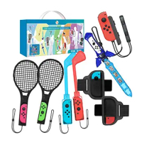 9 In 1 Switch Sports Accessories Bundle Kit for Nintendo Switch Sport Game Joycon Controller NS Strap Wrist Dance Band Racket