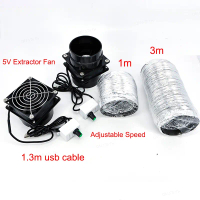 2types DC 5V USB Adjustable Speed Solder Absorber Fume Extractor Fan 1m 3m Pipe Duct Exhuast 1 2 way