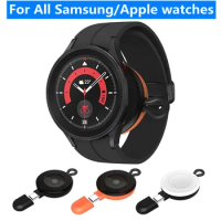 Portable Watch Wireless Charger For Apple Watch 2 3 4 5 6 7 8 SE Samsung Galaxy 5 Pro 5/4/3 Active 2/1 Type C Magnetic Charging