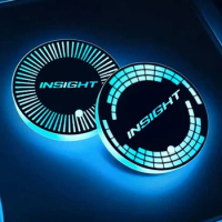 68mm For Honda Insight Logo Vezel CRV Accord H-RV NSX Pilot LED Car 7-color Coaster Water Cup Holder Non-slip Mat USB Charging