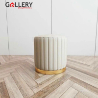 Raya Stool Kursi Sofa Stool Bulat Kaki Emas, Cocok untuk Meja Rias atau Sofa Set - CV Gallery Indo U