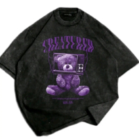 Kaos Oversize Wash \bear on tv\" Kaos Distro Cowok"