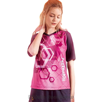 【日本名牌 Nittaku】男女吸濕排汗短V領衫-紫紅印花#3115(排汗衫)
