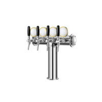 T Tower Stainless Steel 4 Tap Tower 85mm Beer Dispensing Equipment Draft Beer Tower (Polished)