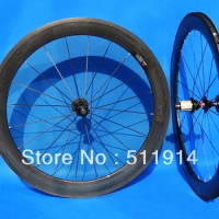 WS-CW06 Full Carbon Road bike 60mm Clincher Wheelset 700C Clincher Rim , black Spokes , black hub , F : 20H / R : 24H