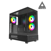 【MONTECH】君主 XR 黑 全景玻璃透側機殼(ATX/內建風扇側2後1/無A柱)