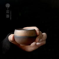 日式復古陶瓷茶杯品茗杯功夫茶具主人杯仿柴燒單杯小茶碗羅漢杯