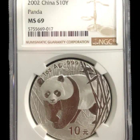 2002 China 1oz Silver Panda Coin NGC MS69