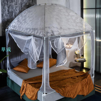 三開門坐床式蚊帳防塵頂窗簾遮光防掉床加粗支架360大空間防蚊