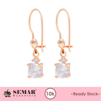 Anting Emas Panjang Batu Putih Bulat Gold 10K Semar Nusantara