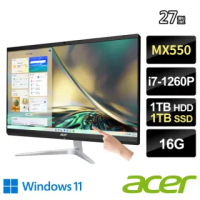 【Acer 宏碁】Aspire C27-1751 27型 AIO觸控液晶電腦(i7-1260P/16G/1TB HDD+1TB SSD/W11)