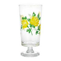 【ADERIA】高腳玻璃杯 305ml 1入 黃玫瑰款 昭和復古系列(玻璃杯 水杯 飲料杯)
