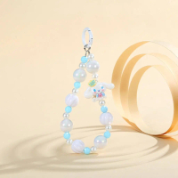 LM951 Gantungan Kunci Cinnamon Aksesories Anti Karat Blue Beads Anjing Puding Kerang Mutiara Gantung