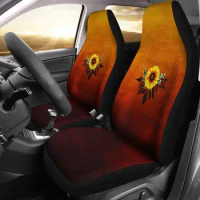 Sunflower Dream Catcher on Burnt Orange Ombre Background Car Seat Covers Farmhouse Country, Boho Seat Protectors Universal Fit C