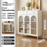 LEMARI HIAS KACA PVC BESI AESTHETIC - LEMARI BUFFET TV BESI Minimalis Laci Pajangan Ruang Tamu Rak K