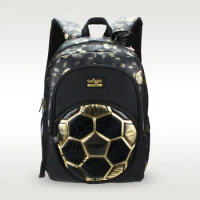 Australia Original Smiggle High Quality Children's Schoolbag Boys Pupil Backpack Gold Big Football Waterproof 16 Inches Hiking