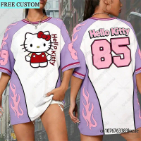 <![CDATA[Customizable Y2K Sanrio Hello Kitty T-Shirt with Patchwork Design]]>
