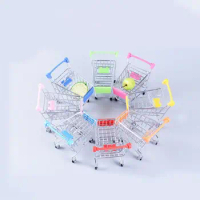 Utility Trolley Children Supplies Role Play Shopping Trolley Office Desk Storage Phone Holder Mini Shopping Cart