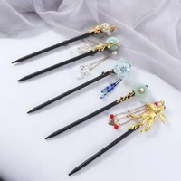 Vintage Headwear Disk Hair Chinese Style Women Hanfu Flower Hairpins Hair Sticks Wooden Hair Fork Hair Accessories