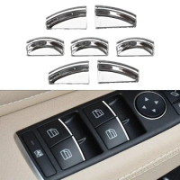 7pcs Chrome Car Door Window Lift Button Sticker Sequins for Mercedes Benz E W212 C W204 GLK X204 ML GL W166 X166 Accessories
