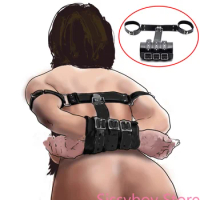 Sex Toys For Couples Leather Bondage Handcuffs, BDSM Armbinder Restraint ,Arms Behind Back Straitjacket