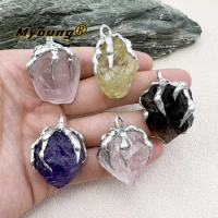 10PCS Y2k Jewelry Halloween Vampire Gothic Natural Crystal Rose Quartzs Amethysts Citrines Rough Nugget Pendant MY231238