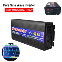 Pure Sine Wave Inverter Car Mini Voltage Transformer 2000W 3000W 4000W Solar Power DC 12V 24V To AC 220V 110V Converter