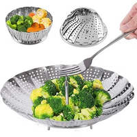 Folding Dish Steam Stainless Steel Food Steamer Basket Fruit Vegetable Cooker Multi-Function Meat Steaming Tray Kitchen Tools