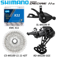 SHIMANO DEORE M5100 Groupset 1X11 Speed Derailleurs Kit for MTB Bike KMC Chain CS-M5100 11-42T/11-51T Cassette Bicycle Parts