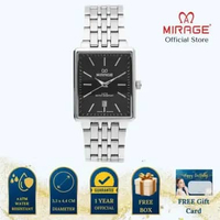 Mirage Jam Tangan Pria Analog 8666 M Silver Original Stainless Plat Putih
