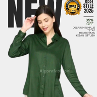 PREMIUM AIRFLOW CRINCLE ️ MAGIC AIRFLOW CRINCLE Shirt Kemeja Anti Kusut Baju Nyaman Panjang Wanita B
