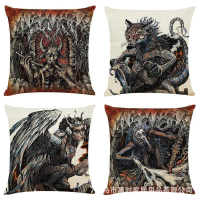 Sarung Bantal Kapas, Corak Raksasa Artistik Baharu, Sesuai untuk Kereta, Sofa dan Hiasan Rumah, Saru