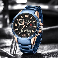 DISKON Dziner Jam tangan Pria 8306 Double Time Rantai Stainless Steel Water Resistant 3 ATM Kaca Wat