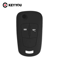 KEYYOU Flip Car Silicone Key Case For Vauxhall Opel Corsa Astra Vectra Signum 2 Buttons Keychain Remote Key Fob Protection Cover