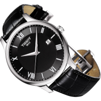 TISSOT 天梭 官方授權 Tradition 羅馬經典大三針石英手錶 520送禮首選-黑/42mm T0636101605800