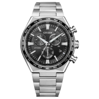 【CITIZEN 星辰】Gents 碼錶計時鈦金屬光動能潮流腕錶 銀 41.1mm(CB5966-69E)