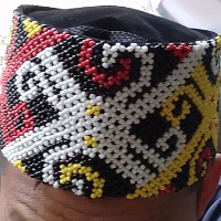 Peci Songkok Motif Etnik Kalimantan Pria Anak Dewasa Tinggi 9-10 cm - Katun - Songket Hitam - Muslim