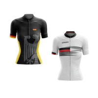 Hot Retro Germany Women's Cycling Jersey Short Sleeve Mountain Bicycle Racing Clothes