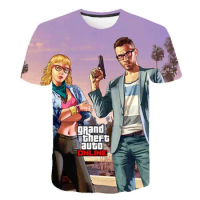 2023 Summer New Grand Theft Auto Tee Shirts Clothes Children Cartoon Casual GTA5 T-Shirts Costumes Boys Girls Tops Tees Clothing